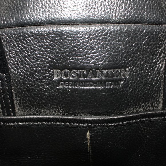 Bostanten Black Leather Messenger Shoulder Bag - Picture 13 of 13